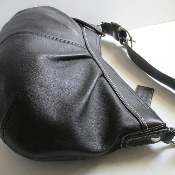 COACH Black Soft Leather HOBO Satchel - Picture 7 of 9